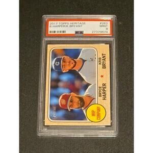 PSA Graded With A 9 Topps Heritage 2017 B.Harper/K.Bryant MVP Company Card...